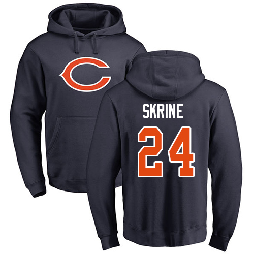 Chicago Bears Men Navy Blue Buster Skrine Name and Number Logo NFL Football #24 Pullover Hoodie Sweatshirts